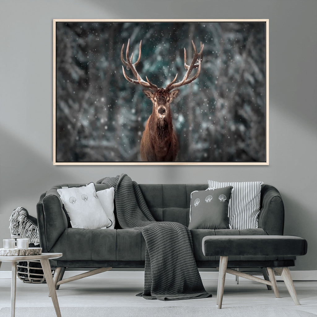 Wall Art Deer Art Animal Canvas, Framed Wall Art Deer Canvas