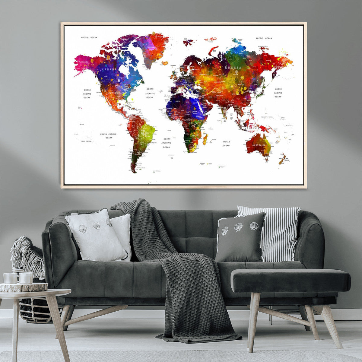World Map Canvas Print | Detailed Map of the World Wall Art