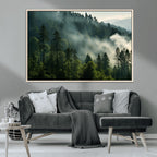 Misty Forest Wall Art Premium Canvas Print, Foggy and Serene Atmosphere