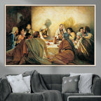 Last Supper Wall Art, Framed Jesus Canvas Print, Modern Biblical Religious Decor
