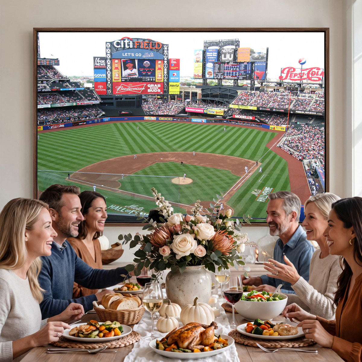 New York Mets Baseball Team Print, Citi Field Baseball Stadium Wall Art