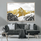 Gold Abstract Mountains Wall Art Print on Canvas, Nature Wall Art Print