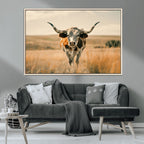 Texas Cow Wall Art Canvas Print for Farm House Wall Decor