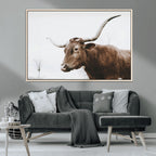 Rustic Bull Wall Art Canvas Print, Modern Longhorn Farmhouse Animal Decor
