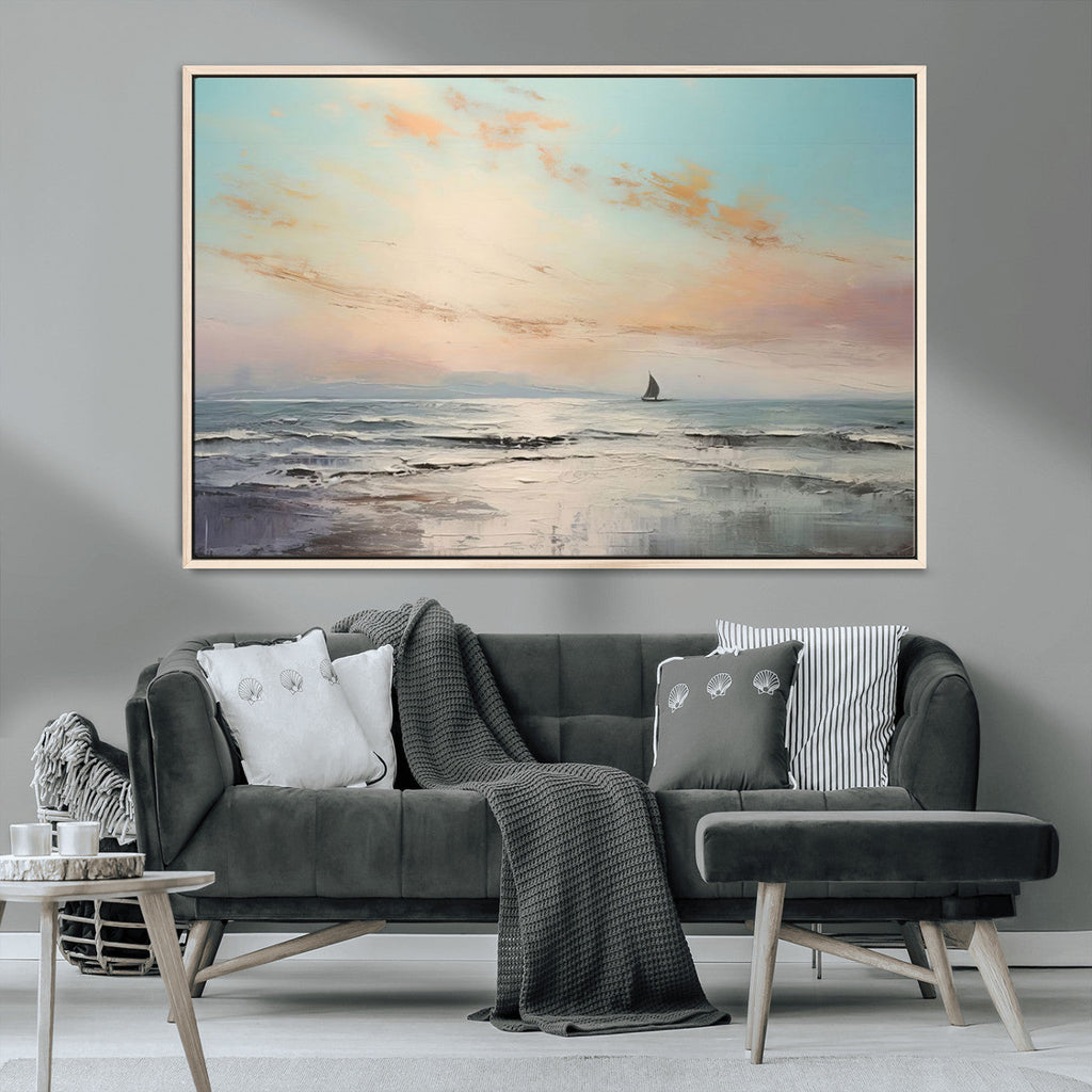 Abstract Ocean Wall Art, Boat Wall Art Canvas Print