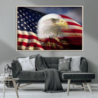 American Flag Eagle Symbol Wall Art Canvas Print, Patriotic American Flag Eagle Wall Art