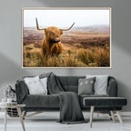 Scottish Highland Cow Canvas Wall Art, Rustic Farmhouse Decor