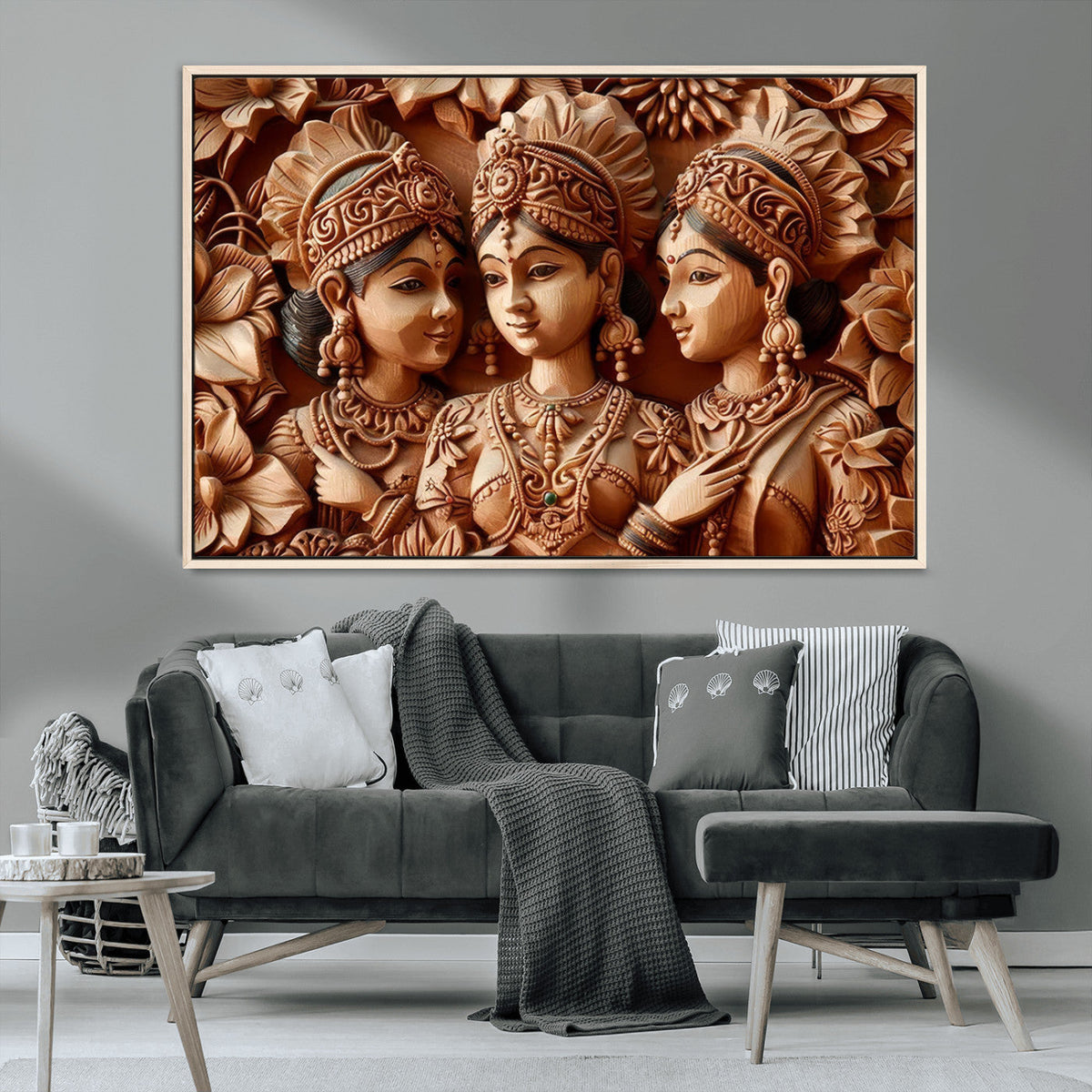 Indian Woman Statue Wall Art Canvas Print
