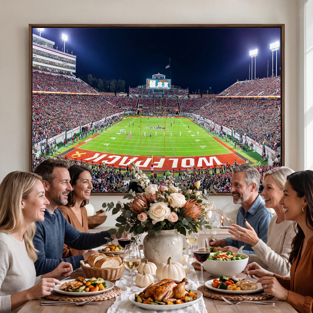 Wolfpack Football Team Print, Raleigh Carter-Finley Stadium