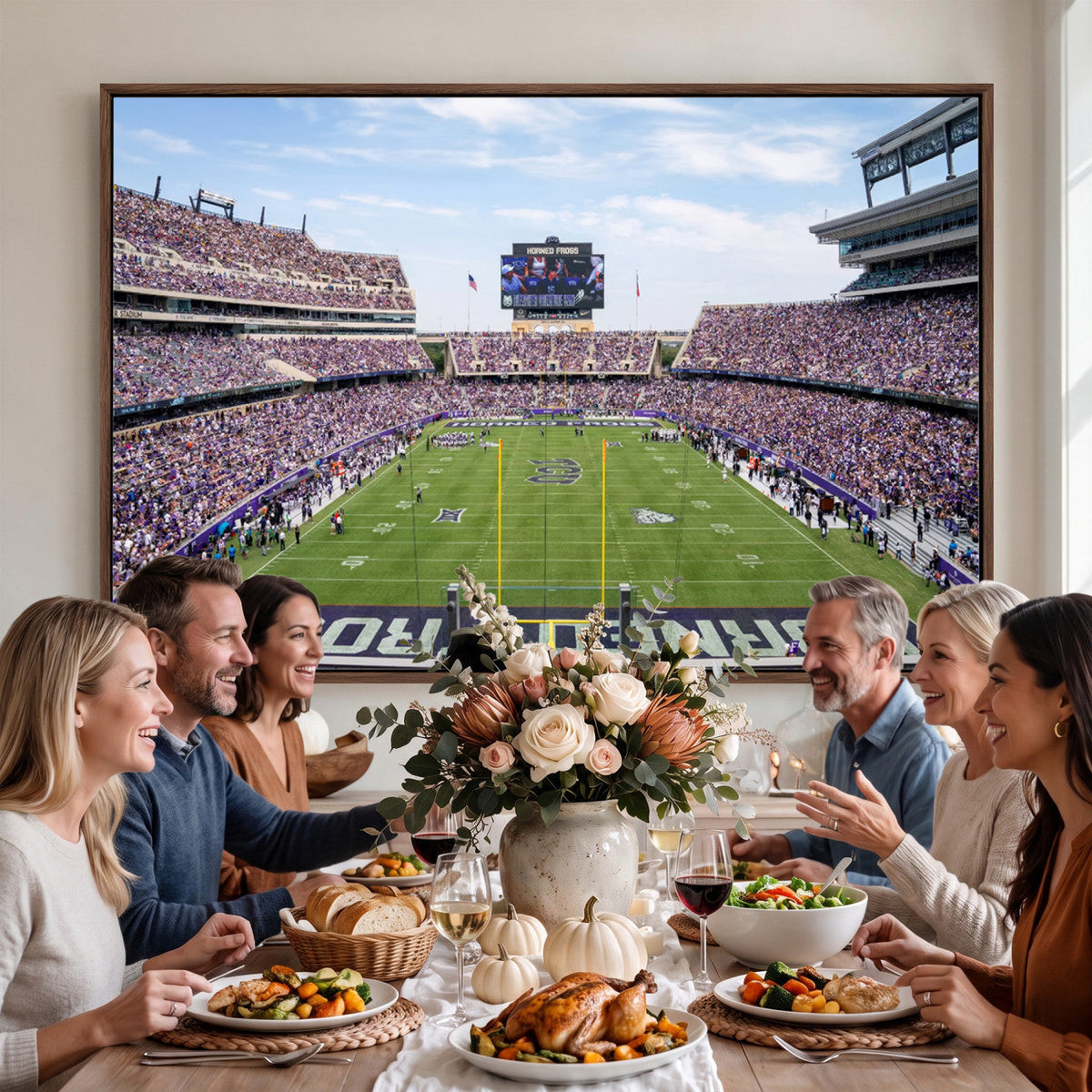 TCU Horned Frogs Football Team Print, Fort Worth Amon G. Carter Stadium, Framed and Ready to Hang
