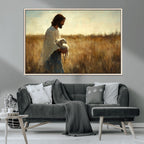 Jesus the Good Shepherd Wall Art Canvas Print, Inspirational Christian Religious Print for Prayer Room