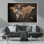 World Map Canvas Print | Framed Travel Map Wall Art for Couples