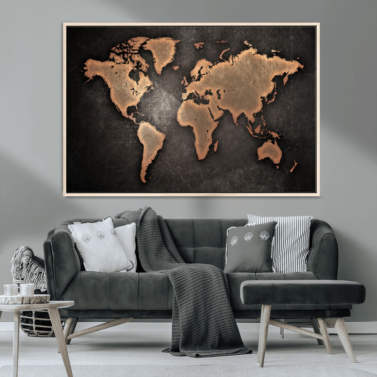 World Map Canvas Print | Framed Travel Map Wall Art for Couples