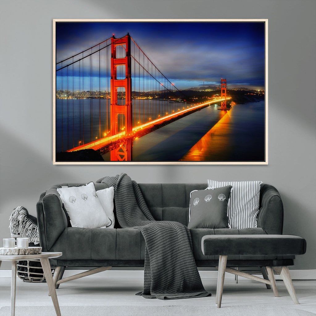 Large Wall Art San Francisco Canvas Print - Wonderful Golden Gate Bridge at Twilight