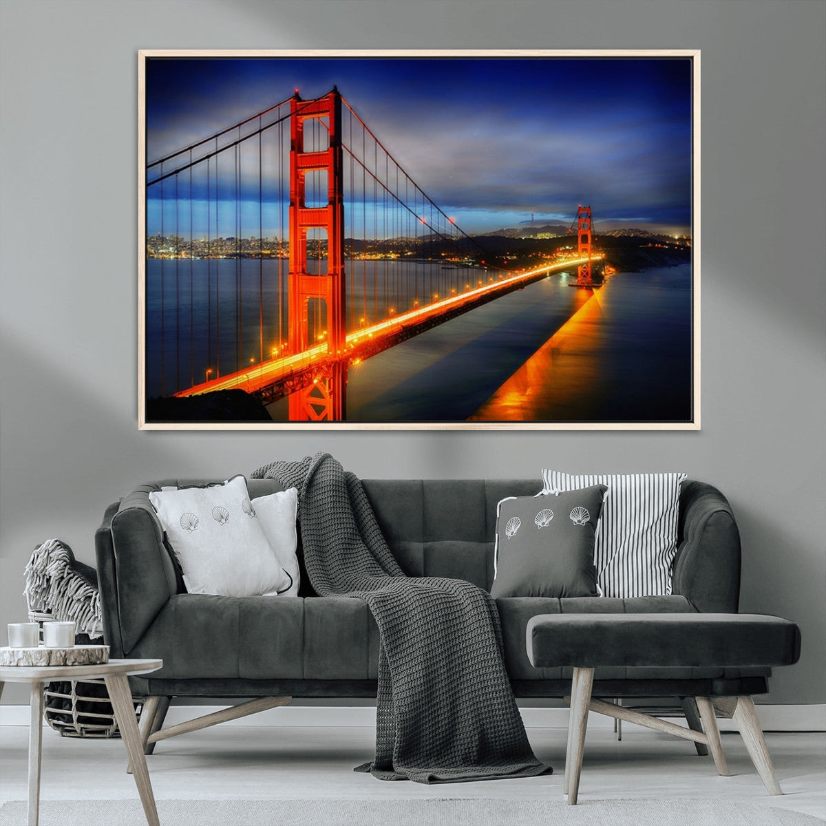 Large Wall Art San Francisco Canvas Print - Wonderful Golden Gate Bridge at Twilight