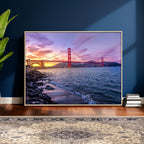 Golden Gate Bridge Wall Art Canvas Print, Framed San Francisco Sunset Landmark
