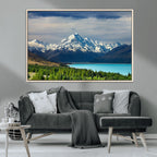 Mount Cook and Lake Pukaki Canvas Wall Art Print | Majestic Snow Capped Peaks