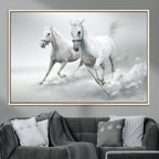 Large Wall Art Canvas Print, Beautiful Running White Horses