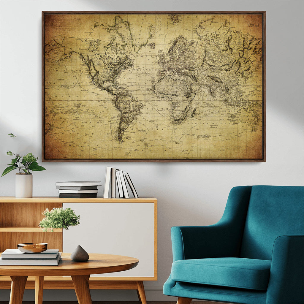Push Pin World Map Canvas Print | Travel Tracker Wall Art