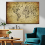 Push Pin World Map Canvas Print | Travel Tracker Wall Art