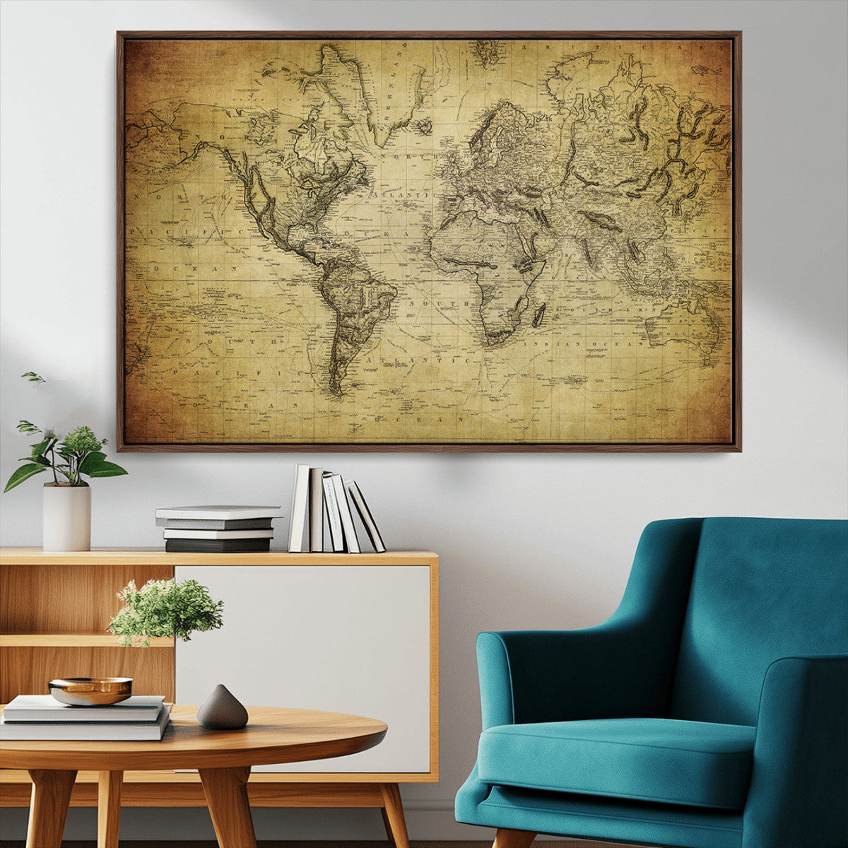 Push Pin World Map Canvas Print | Travel Tracker Wall Art
