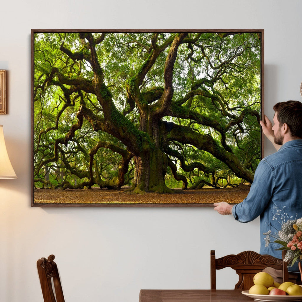 Angel Oak Tree Wall Art Canvas Print | Forest Tree Nature Photography Print