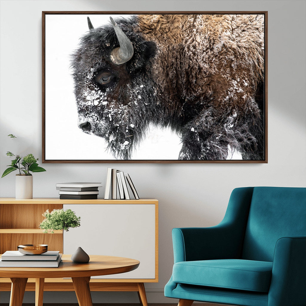 American Bison Wall Art Print, Majestic Buffalo Canvas Print for Living Room or Office