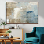 Abstract Blue and Beige Wall Art, Modern Minimalist Canvas Print Set