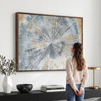 Radiant Abstract Wood Rings Canvas Art, Modern Triptych Wall Decor for Living Room or Office