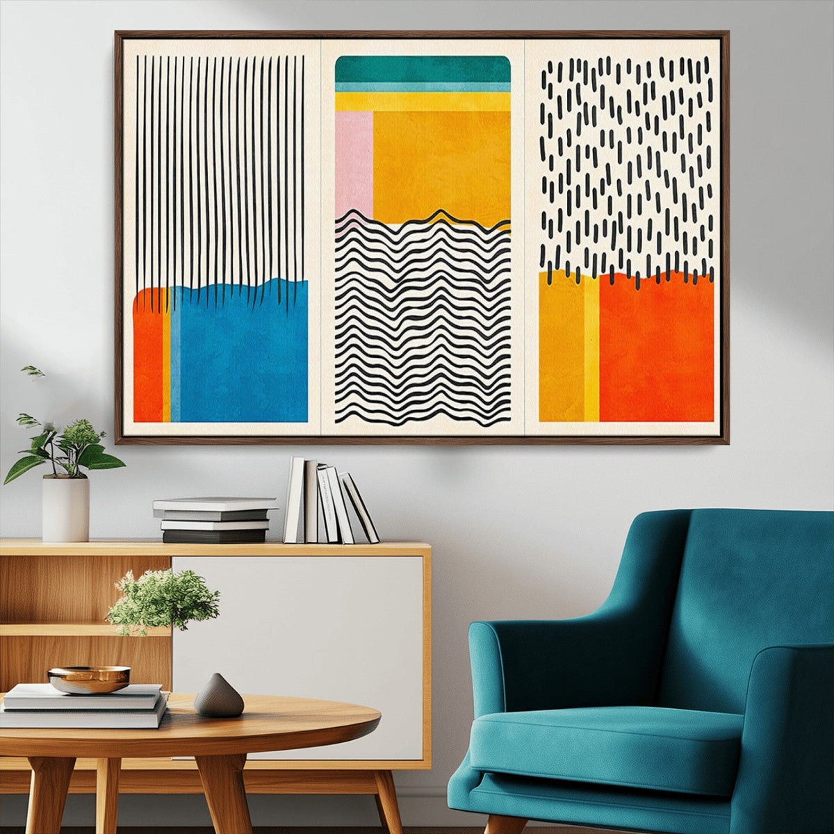Canvas Print Wall Art Abstract Illustration Art Boho, Framed Abstract Boho Art