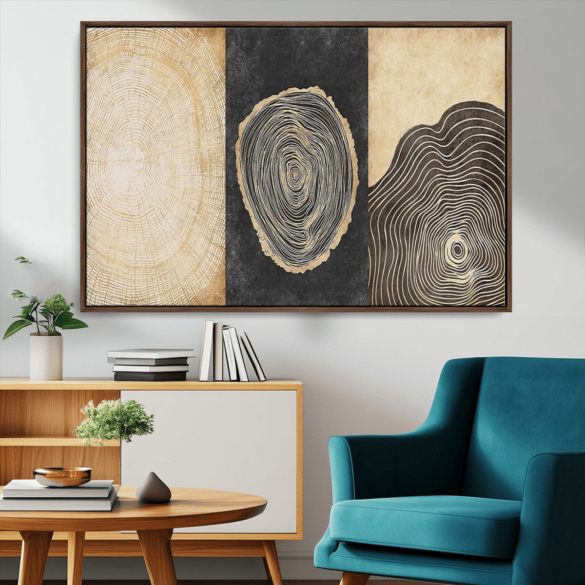 Tree Rings Canvas Wall Art Print, Minimalist Natural History in Modern Decor
