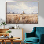 Golden Fields Wall Art Print Canvas | Serene Minimalist Landscape for Farmhouse Decor