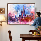 Disney Wall Art: Dreamy Watercolor Cinderella Castle Canvas Print