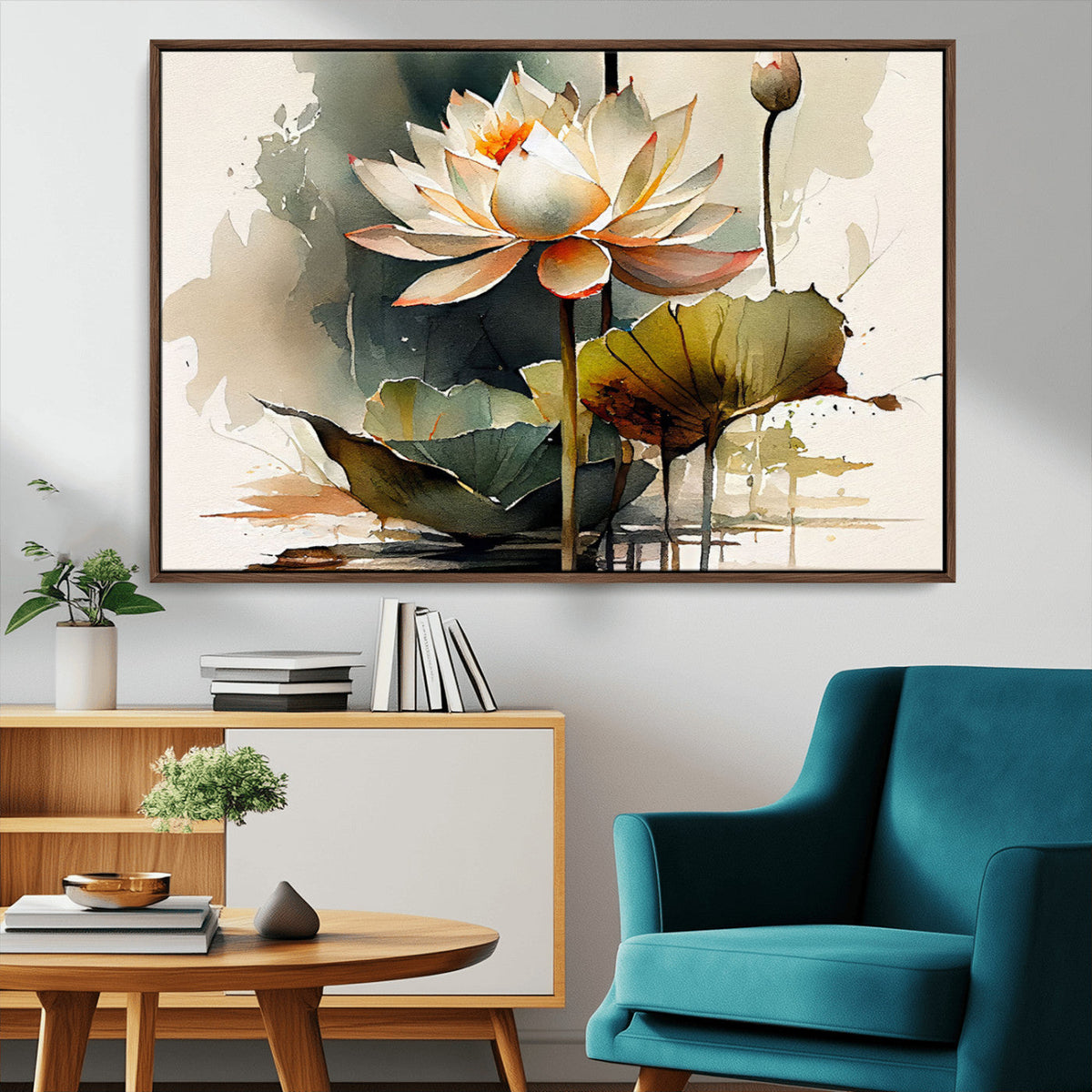 Lotus Flower Watercolor Canvas Print | A Symbol of Serenity and Growth in Soft Watercolors