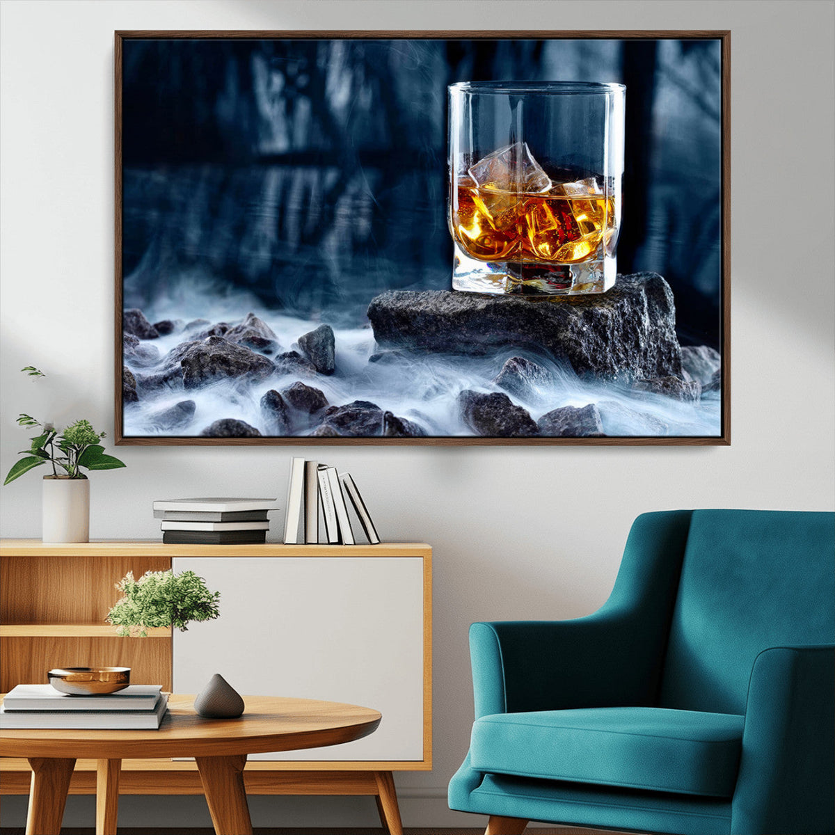 Whiskey Ice Wall Art Canvas Print