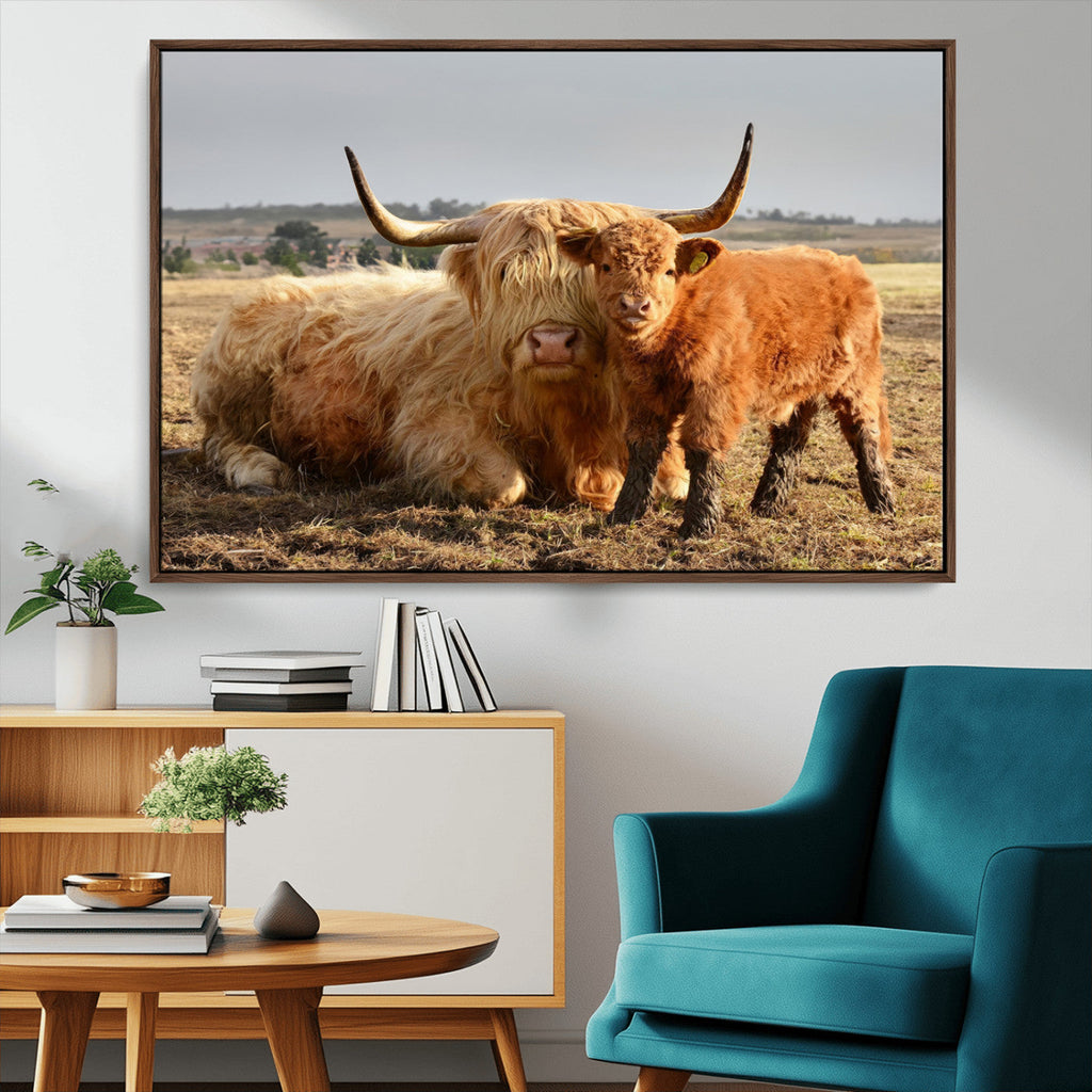 Highland Cow Canvas Wall Art Animal Print for Farm House Decor