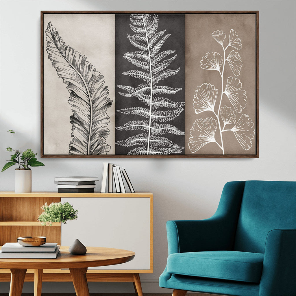 Minimalist Botanical Wall Art Canvas Print, Framed and Ready to Hang