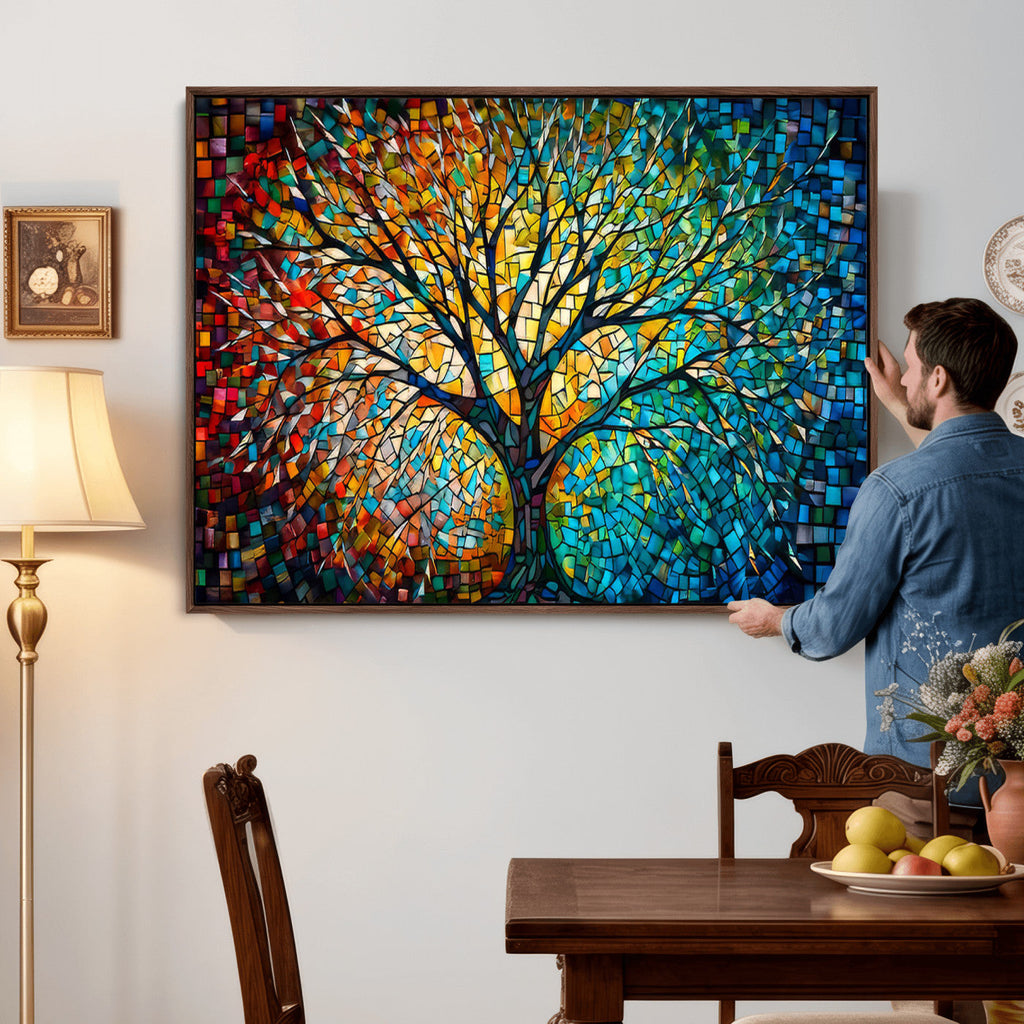 Yggdrasil Tree of Life Wall Art Print | Mosaic Style Canvas Wall Art
