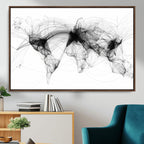 Abstract World Map Wall Art | Framed Geometric Line Canvas