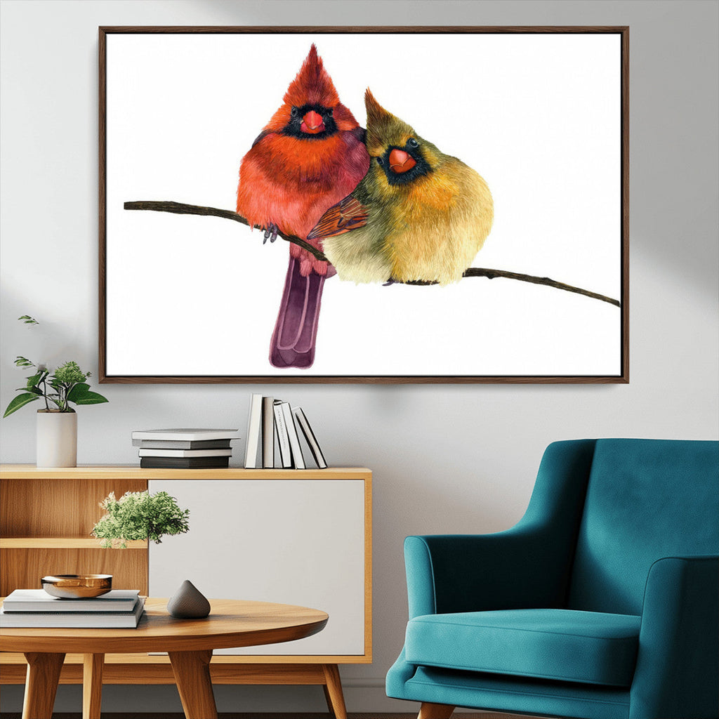 Cardinal Bird Canvas Wall Art, Male and Female Cardinal Print, Nature Inspired Bird Decor
