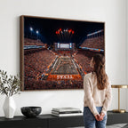 Texas Stadium Night Game Wall Art Canvas Print, Vibrant Football Fireworks Scene