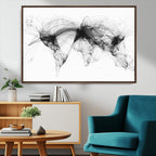 Flight Routes Air Traffic Map Canvas Wall Art, World Flight Routes Print