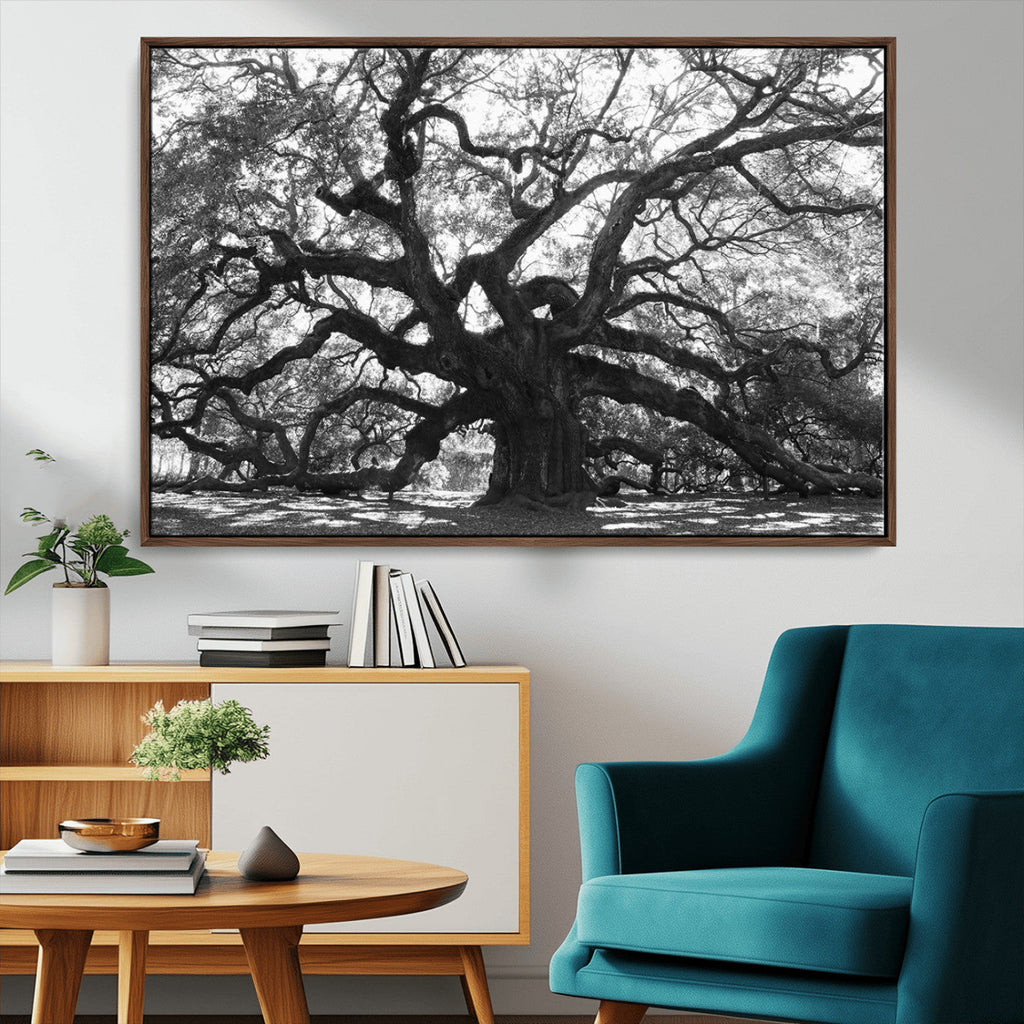 Ancient Oak Wall Art Canvas Print | Gnarled Tree with Twisted Branches