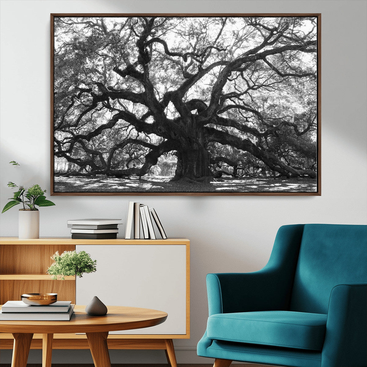 Ancient Oak Wall Art Canvas Print | Gnarled Tree with Twisted Branches