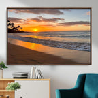 Tropical Beach Wall Art | Framed Sunset Ocean Canvas