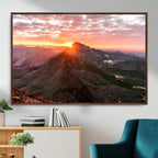 Mountain Sunrise Wall Art | Framed Alpine Ridge Canvas