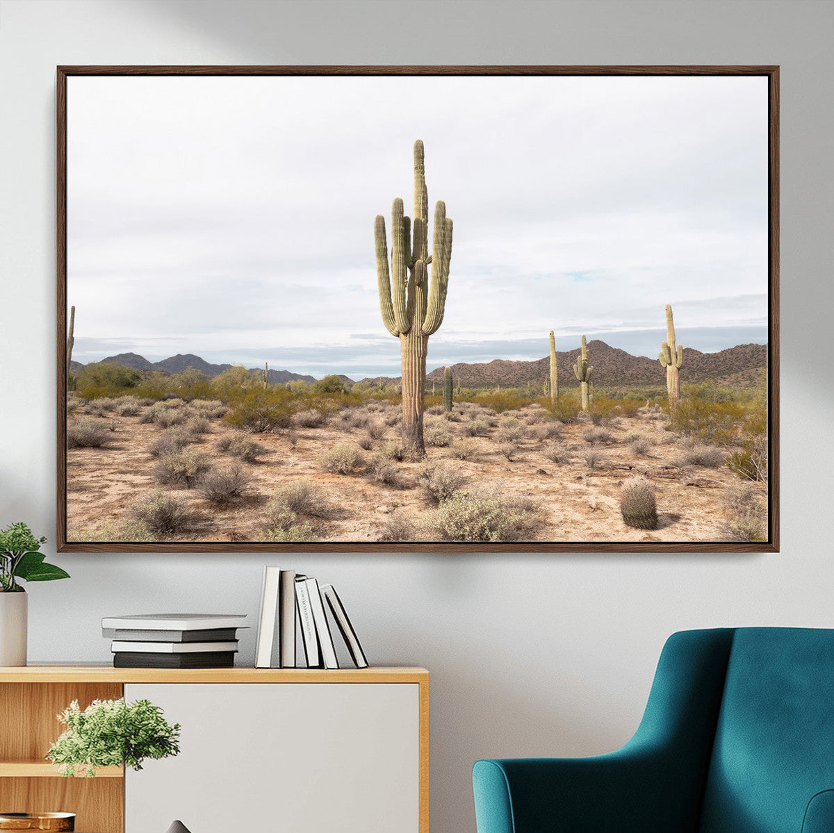 Saguaro Cactus Wall Art | Framed Desert Canvas Artwork