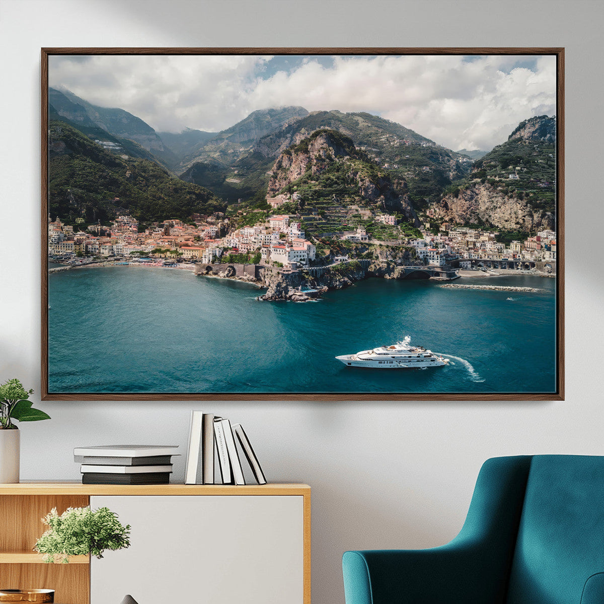 Amalfi Coast Wall Art | Framed Italian Seaside Canvas