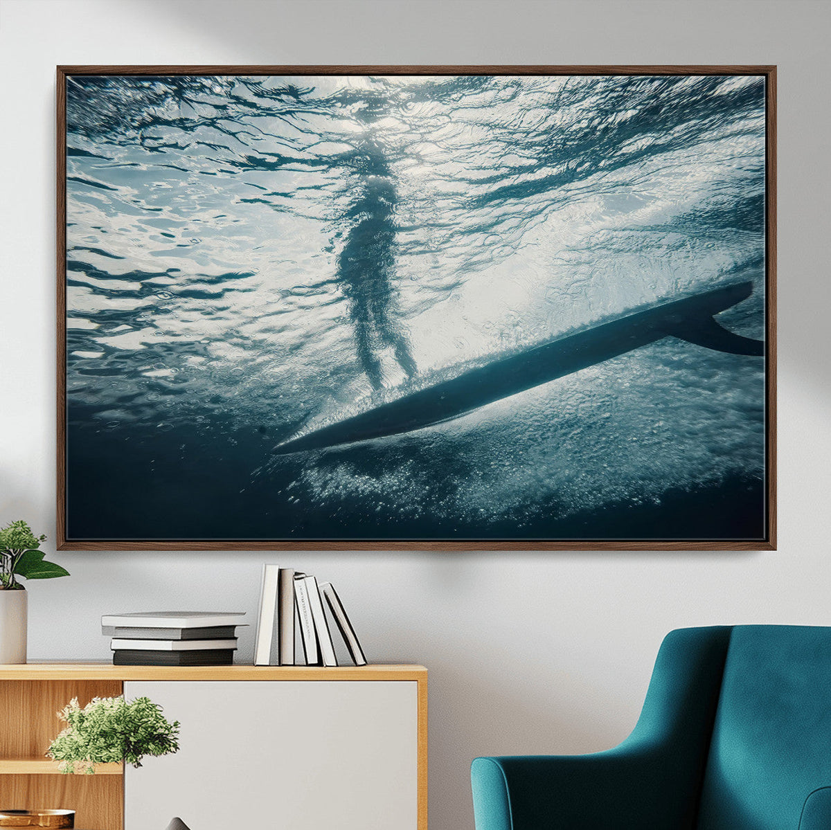 Underwater Surf Wall Art | Framed Ocean Wave Canvas Artwork