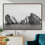 Coastal Wall Art | Framed Black White Ocean Canvas Artwork